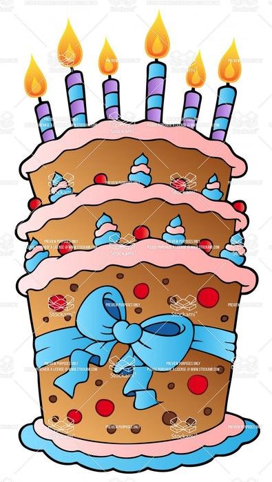 Illustrators Description Cartoon Cake With Big Ribbon Vector