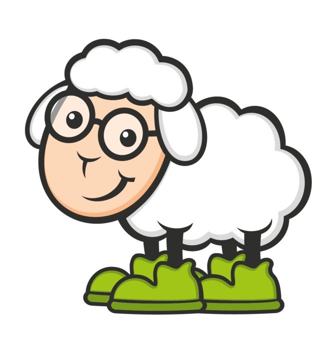 cartoon sheep in green boots