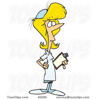 Cartoon Nurse With Clipboard N3