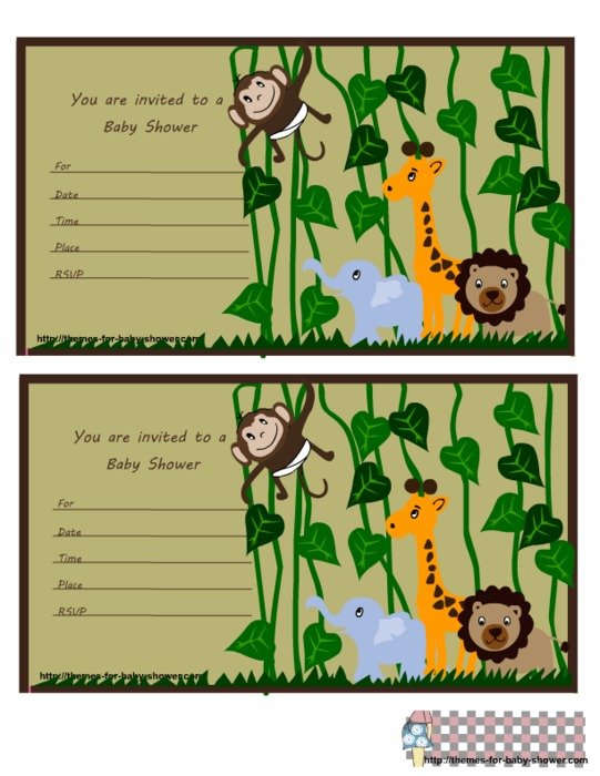 Free Printable Jungle Theme Baby Shower Invitation