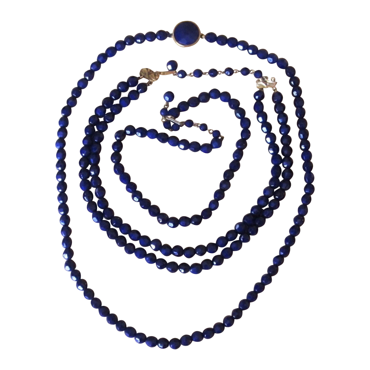 Navy Glass Vintage Beaded Necklaces And Earrings free image download