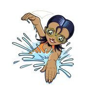 Cartoon Girl Swimming N3