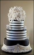 black and white striped cake