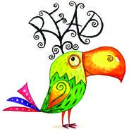reading symbol with colored parrot