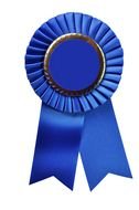 blue award ribbon ribbon on white background