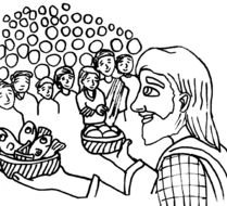 Jesus Feeds Coloring Page drawing