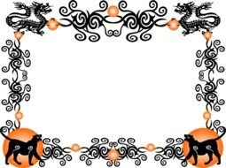 black and orange Border with Tiger, symbol of Chinese New Year