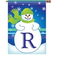 drawn snowman and letter R