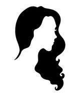 head of long haired girl, Silhouette