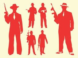 Gangsters Silhouette drawing