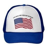 GOD BLESS THIS MILITARY HUSBAND With US Flag Trucker Hats This Design