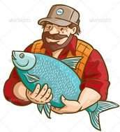 Fisherman Hugging A Fish Cartoon