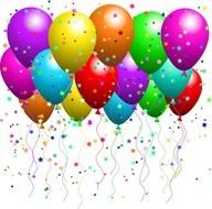 Birthday celebration, colorful balloons, drawing