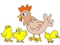 Hen And three Chicks, drawing