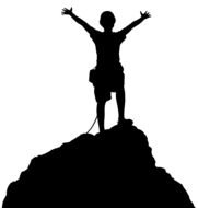black silhouette of a climber on top as picture