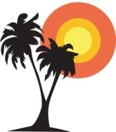 Clip art of Palma trees and sun