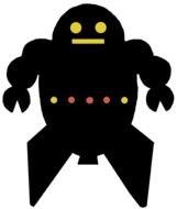 Black and colorful silhouette of the robot clipart