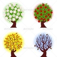 Four Season Tree Clip Art N4