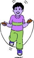Exercise, child Boy Jumps through Rope