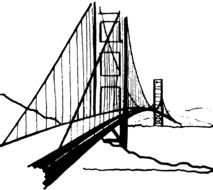 Beautiful black and white drawing of the Golden Gate Bridge clipart