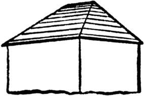 Black and white drawing of the house with the roof clipart