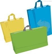 three multi-colored shopping bags