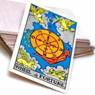 tarot card photo on open book