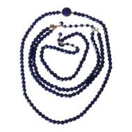 Navy Glass Vintage Beaded Necklaces And Earrings