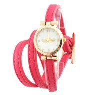 Weave Wrap Around Leather Bracelet Woman Wrist Watch Gift Pink