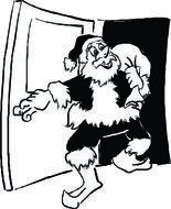 Cartoon Santa Coming Through The Door