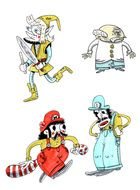 unusual cartoon characters on a white background