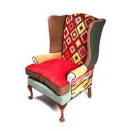 multi-colored upholstery of a soft chair