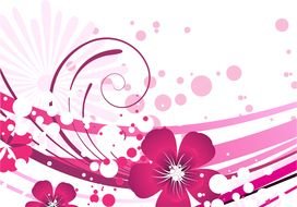 pink floral background with lines
