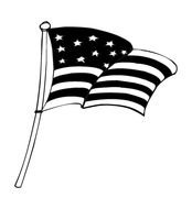 black and white USA flag
