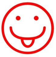 Red and white tongue out smiley clipart