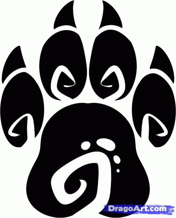Wolf Paw Print Drawings