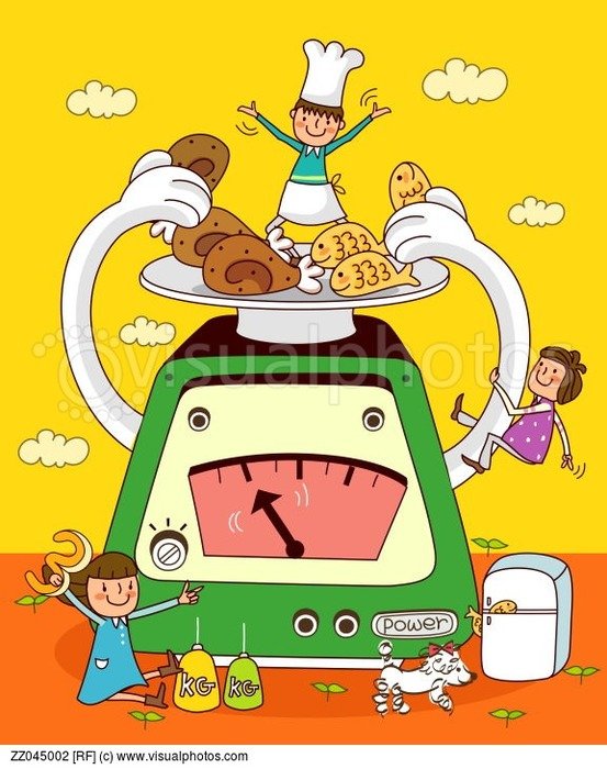 Chef With Chicken Drumsticks And Fish On A Weighing Scale