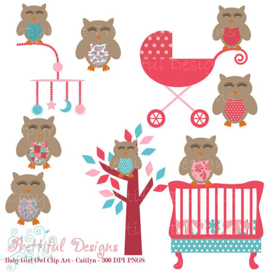 Sleeping Baby Girl Owl Clip Art