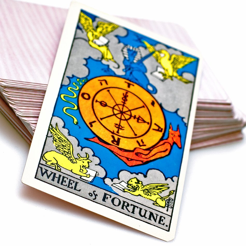 tarot card photo on open book