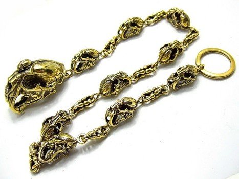 Brass Wallet Chain with animal skull