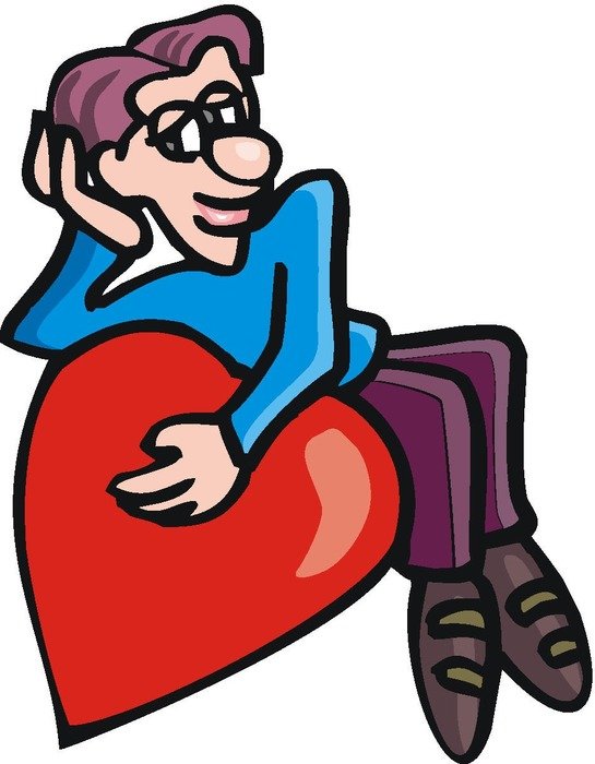 40 year old man on a red heart as a picture for clipart
