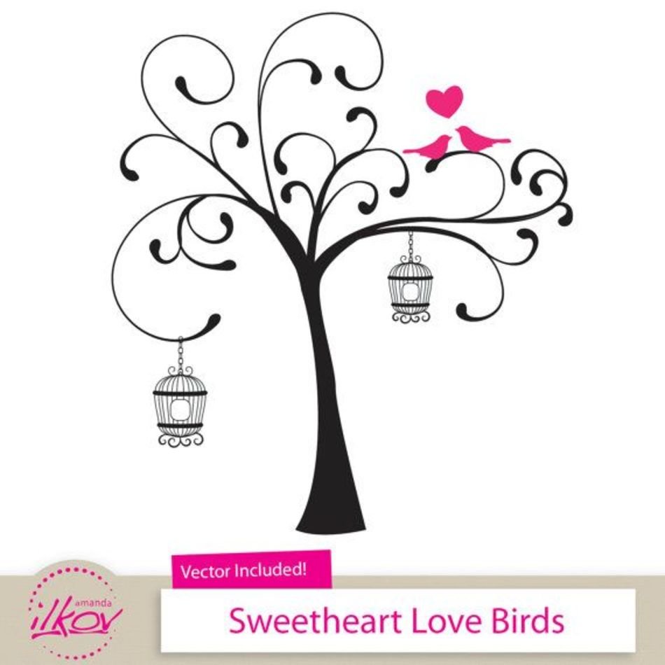 Wedding Love Birds Clip Art N14