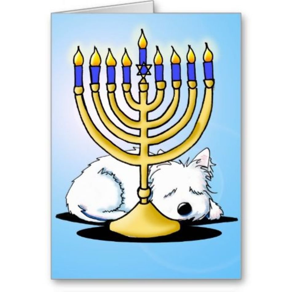 Westie Terrier Hanukkah Card By KiniArt Artist Kim Niles copy