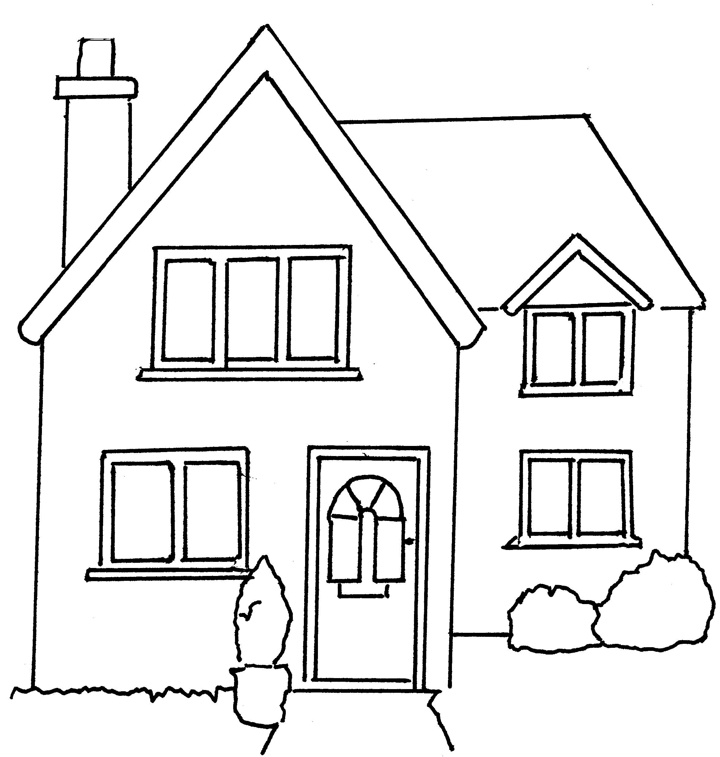 Black and white sketch of a cottage free image download