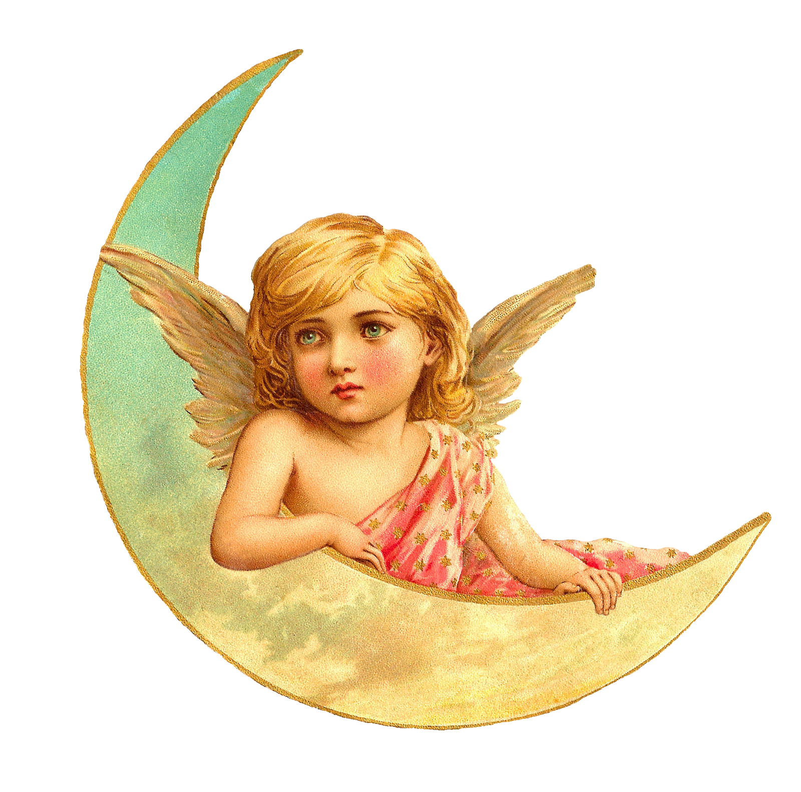 victorian style drawing baby angel on moon free image https creativecommons org licenses by nc nd 4 0