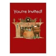 Christmas Eve Santa Claus Fireplace Personalized Invitations