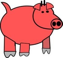 Cartoon red Pig drawing