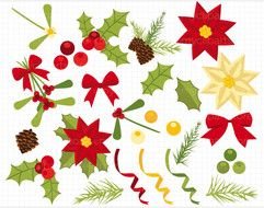 Home Clipart Clip Art ndash Christmas Elements Holly amp Mistletoe