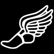 Track Shoe With Wings, white outline at black square