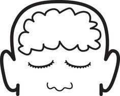 Black and white drawing of the head with the brain outline clipart